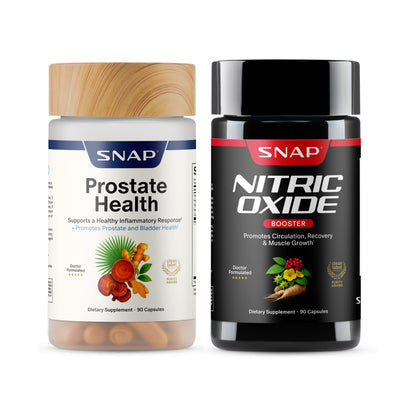 Snap Supplements Prostate Health + Nitric Oxide Booster Bundle, 90+60 Caps | Stinging Nettle, Saw Palmetto for Men, Prostate Support Supplement, Nitric Oxide Supplements for Men, L-Arginine L-Citrulline