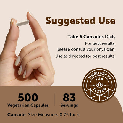 Micro Ingredients Psyllium Husk Capsules 3000mg Per Serving, 500 Veg Caps | Soluble Prebiotic Fiber Supplement for Women & Men | Daily Psyllium Husk Fiber Pills | 83 Servings | Non-GMO, Gluten Free