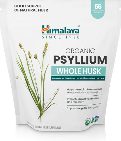 Himalaya Organic Psyllium Whole Husk Fiber Supplement,Unflavored,12 oz