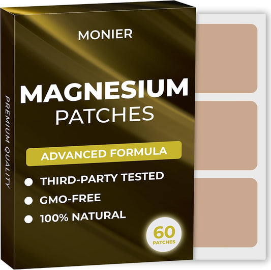 MONIER Magnesium Patches (Pack of 60) - 100% Natural Patch for Women | For Women and Men, With Calcium, Muscle And Bone Support, Calming, Enhanced Formula