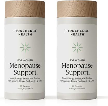 Stonehenge Health for Women Menopause Support for Peri + Menopause + Post - Mood, Energy, Stress, Hot Flashes, Night Sweats, Sleep & Cortisol, Chromax Chromium, Vitamin D3, KSM-66 Ashwagandha (2 Pack)