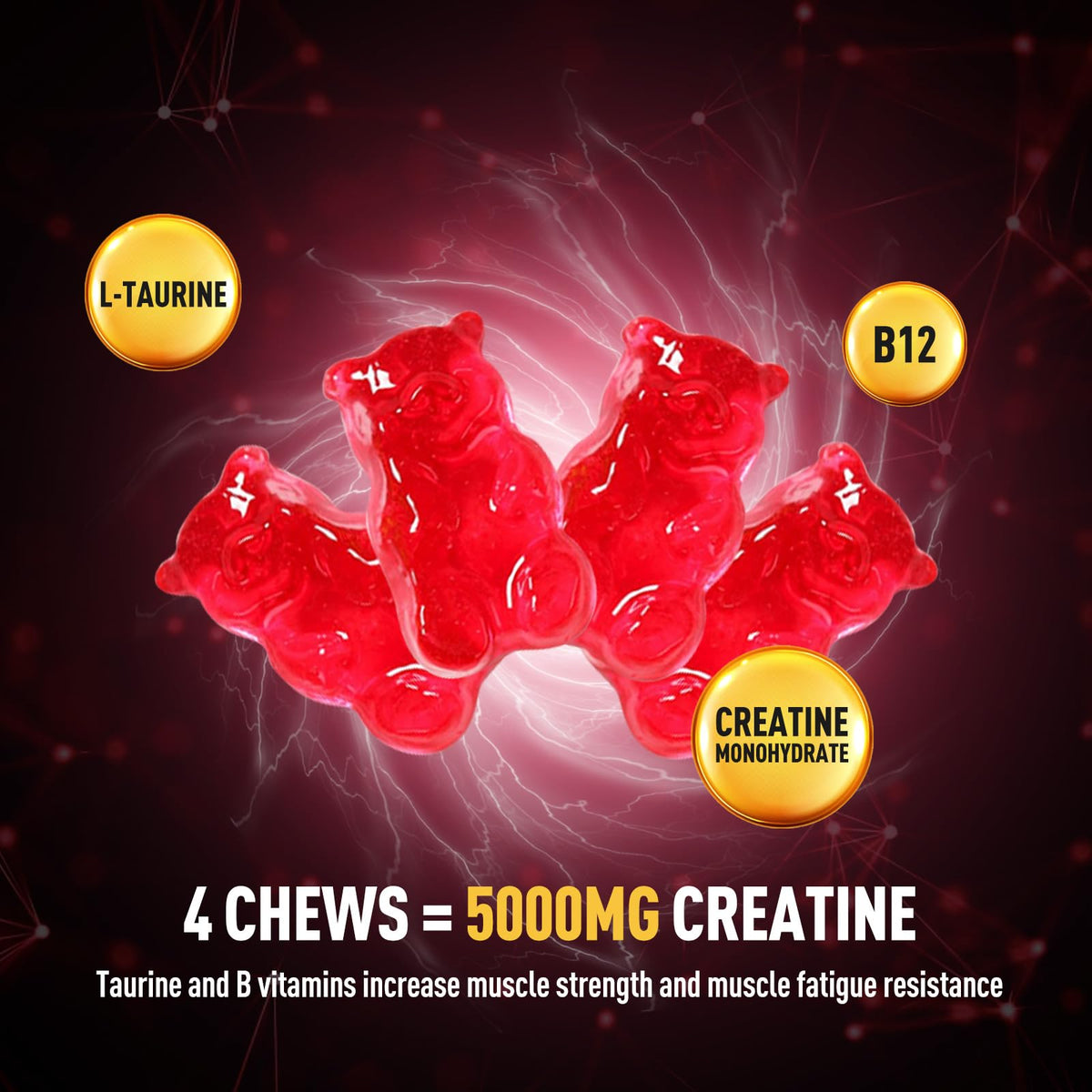 GREABBY Creatine Monohydrate Gummies - 5g Creatine Monohydrate for Women & Men