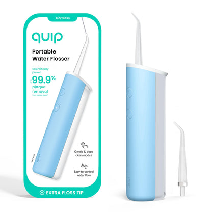 quip Water Flosser with Replacement Tip, Cordless Dental Pick, All Black