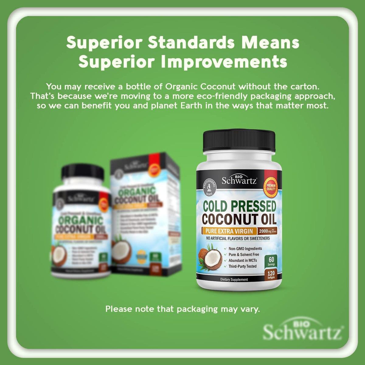 Coconut Oil Capsules 2000mg, 120ct, 2 Month Supply