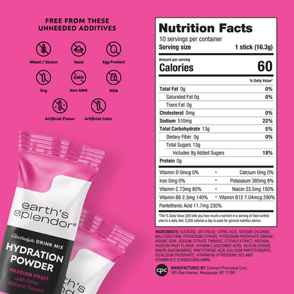 Earth's Splendor Electrolytes Powder Packets Sugar Free White Peach Hydration Sticks with Essential Vitamins for Energy & Sports Performance Travel-Friendly Single-Serve Packets for Daily Use 10 Pack