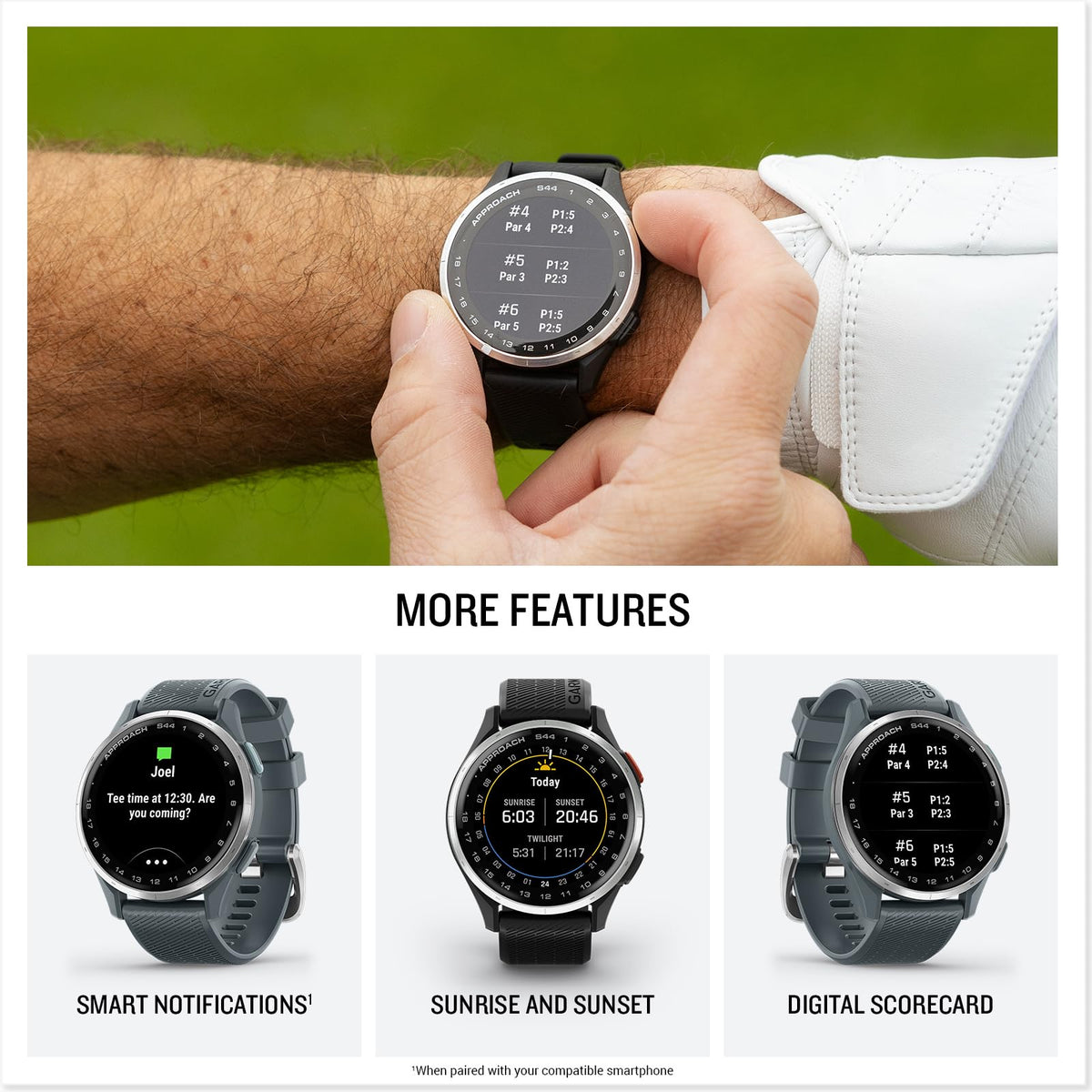 Garmin Approach® S44, Golf GPS Smartwatch, 43mm, Black