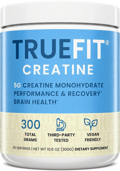 TrueFit Creatine Monohydrate Powder for Women & Men - 5g Pure Micronized | Premium Creatine Monohydrate for Strength, Lean Muscle, Recovery + Focus & Brain Health - Mixes Clean, Third Party Tested