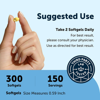 Micro Ingredients Extra Strength* Omega-3 Fish Oil Supplements 1,000mg Per Serving, 300 Softgels | Lemon Flavored | Burpless | EPA 180mg + DHA 120mg | Deep Sea Fish