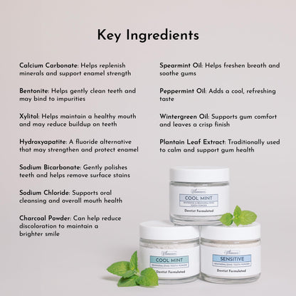 Just Ingredients Remineralizing Tooth Powder - Fluoride-Free, Whitens, Vegan, Clean - 1 oz Whitening