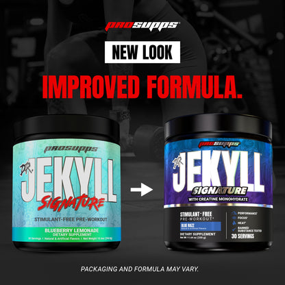 ProSupps Dr. Jekyll Signature Pre Workout Powder with Creatine - Stim-Free Preworkout Supports Focus & Endurance - Caffeine-Free Gym & Fitness Supplements (Blueberry Lemonade, 30 Servings)