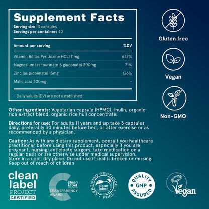 Puori Magnesium Complex Supplement - High Absorption Magnesium Taurinate & Gluconate, Zinc, Vitamin B6 & Malic Acid for Sleep Support, Immune & Bone Health & Muscle Recovery - 120 Vegan Capsules