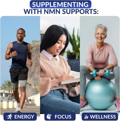 NMN Supplement 600 mg/Capsule Once Daily | 99% Pure Beta Nicotinamide Mononucleotide | Potent NAD⁺ Precursor | Supports Cellular Energy & Metabolism | Vegan, Non-GMO, Third-Party Tested & Gluten-Free