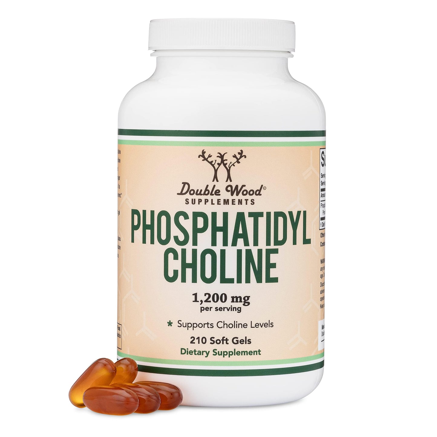 Phosphatidylcholine 1,200mg – 210 Softgels – Enhanced Version of Soy Lecithin (Choline Supplements) - Non-GMO and Gluten Free to Support Brain Health by Double Wood