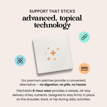 PatchAid Multi Plus Topical Patch (Pack of 2) | Daily Energy & Wellness Support, 27 Essential Vits Including Iron, B12, and Calcium, 8-Hour Wear & Slow Release, 60 Day Supply