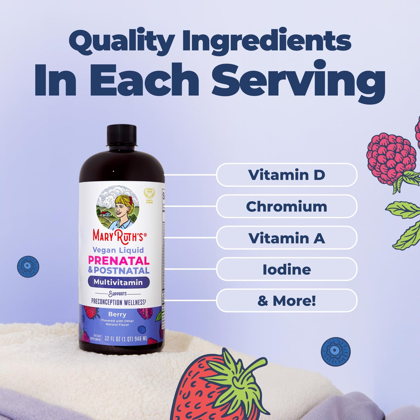 MARYRUTH'S Postnatal & Prenatal Liquid Multivitamin for Women | Selenium | Folate | Healthy Fetal Development | Prenatal Vitamins | Vegan | Non-GMO | Sugar Free | Gluten Free | 16 oz