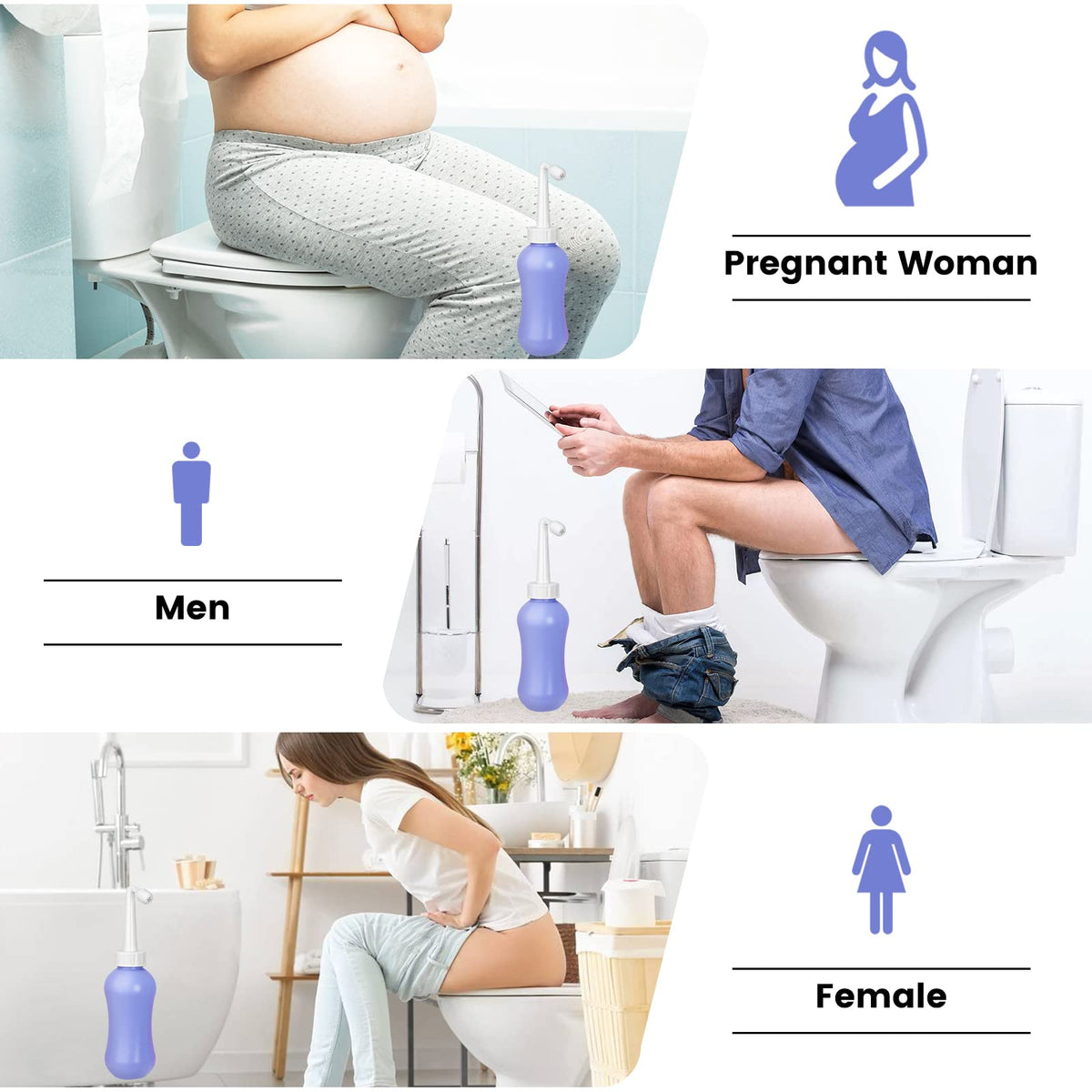 450ML(15.2 OZ) Peri Bottle for Postpartum Care 2 Pack, Portable Travel Bidet for Women, Upside Down