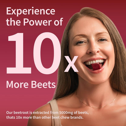 Snap Supplements Beet Root Soft Chews, Mixed Berry, 60 Sugar-Free Chews | For Adults 35+ and Heart Health Shoppers - Beetroot Extract with CoQ10, Vegan Formula, Daily Heart Support Chews