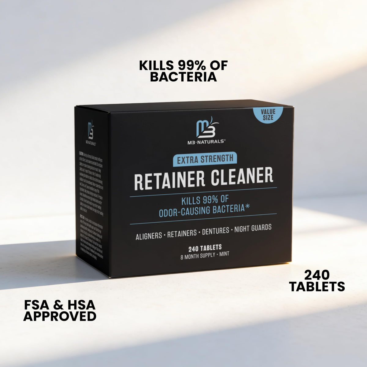 Retainer Cleaner Tablets, Denture Cleaner, Mint, 4 Month Supply by M3