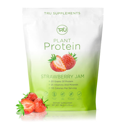 TRU Plant Based Protein Powder, BCAA, EAA, 20g Vegan Protein, 100 Calories, 27 Vitamins
