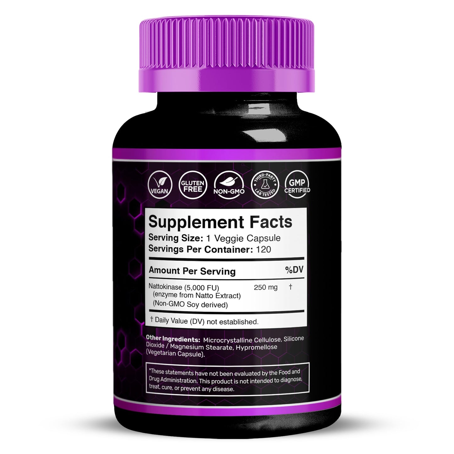 Nattokinase Supplement Capsules 5000 FU, Third-Party Tested Nattokinase – Enzymes from Japanese Natto – Daily Wellness Support – 120 Count (Pack of 1)