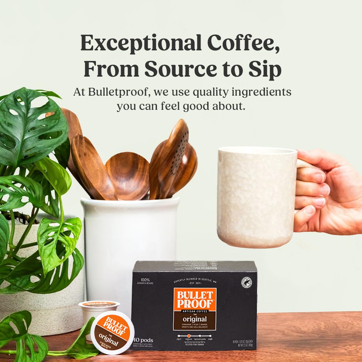 Bulletproof Original Medium-Roast Single-Serve Coffee Pods, 24 Count, 100% Arabica Beans, Clean Coffee Tested for Toxins