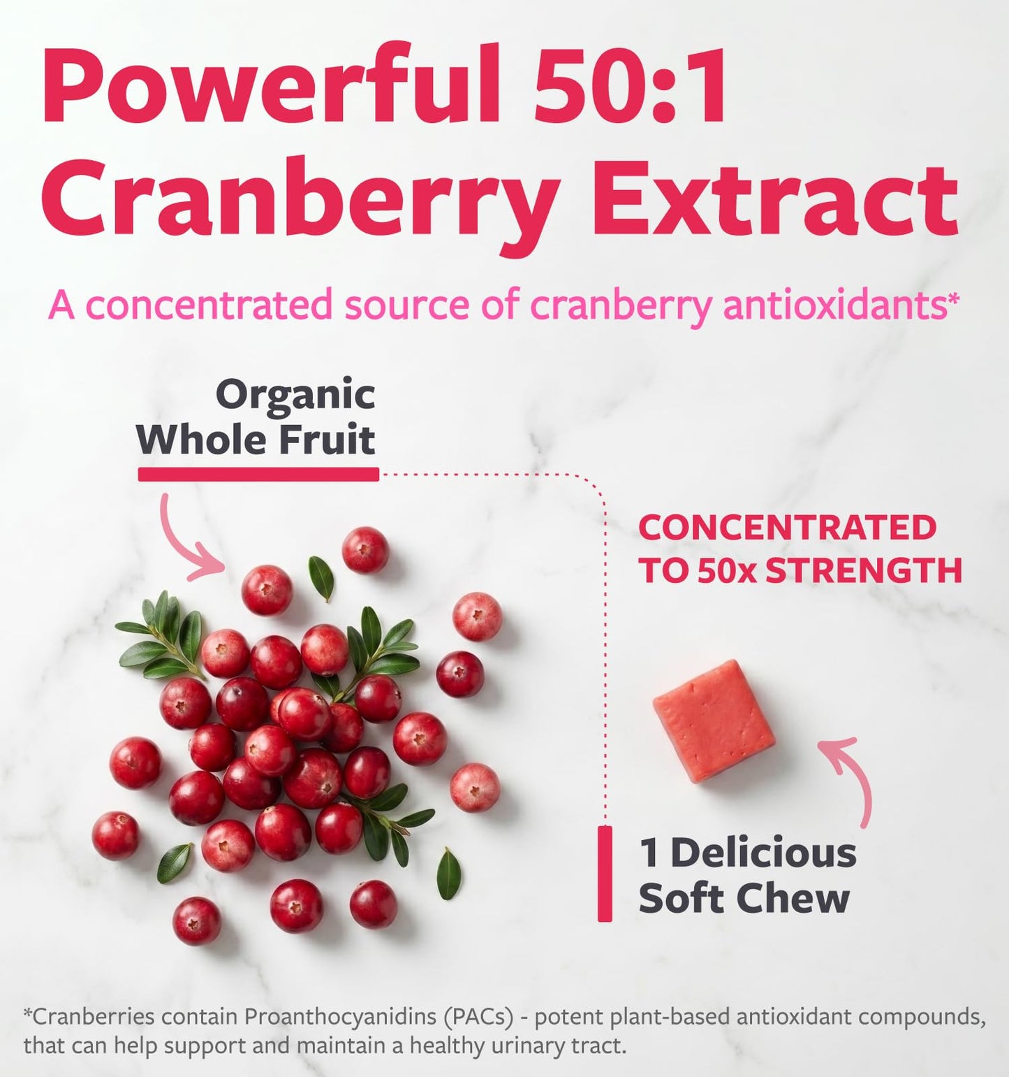 Organic Cranberry Pills - Vegan Supplement for Urinary Tract Health & Kidney Cleanse - Cranberry Pills for Women 500mg 50:1 Cranberry Concentrate Per Serving - Urinary Tract Support - 60 Capsules