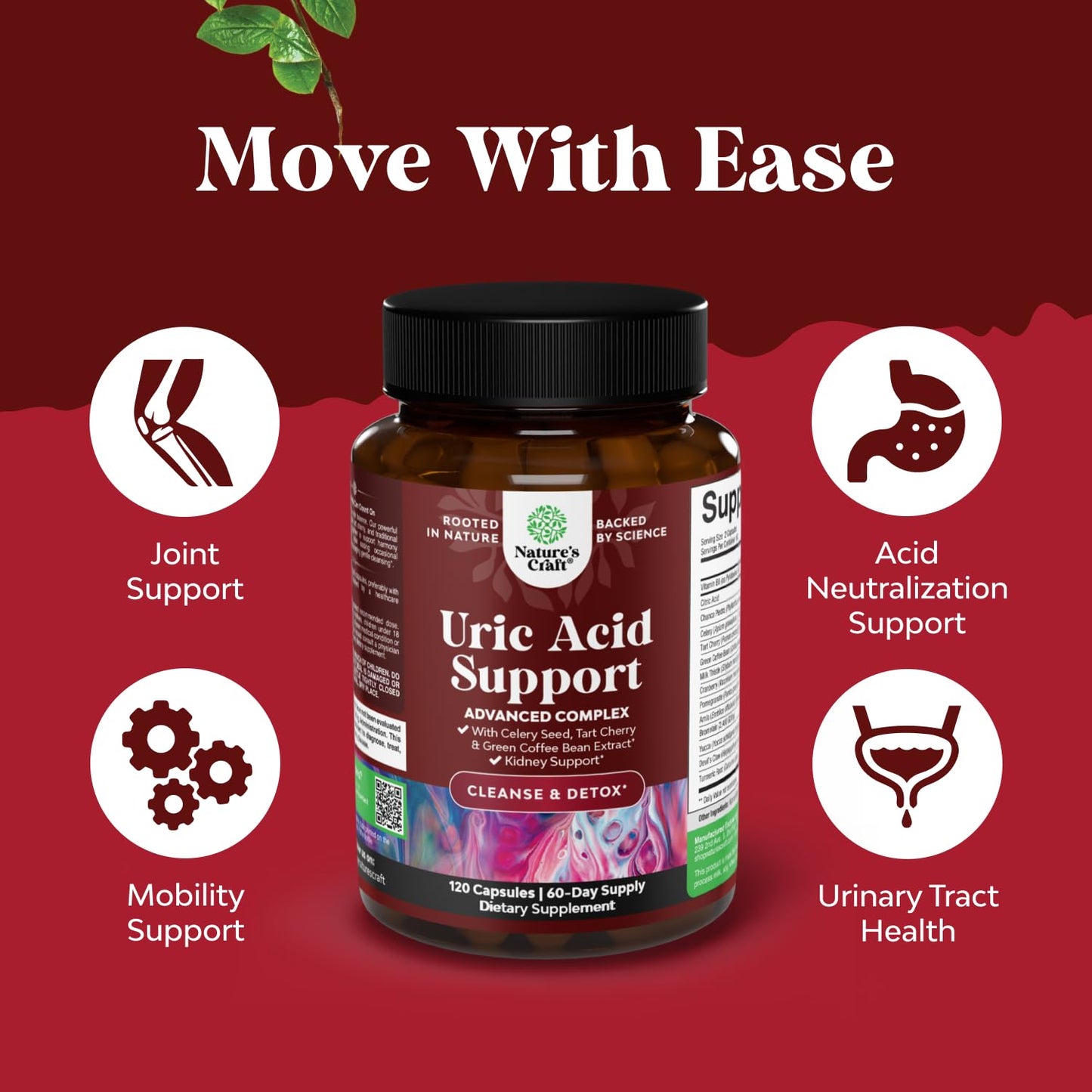 Green Coffee Bean Extract for Uric Acid Cleanse & Detox - Green Coffee Beans with Turmeric, Tart Cherry & Celery Seed for Adults - Uric Acid Flush for Antioxidant Support - Kidney Cleanser - 120 Ct