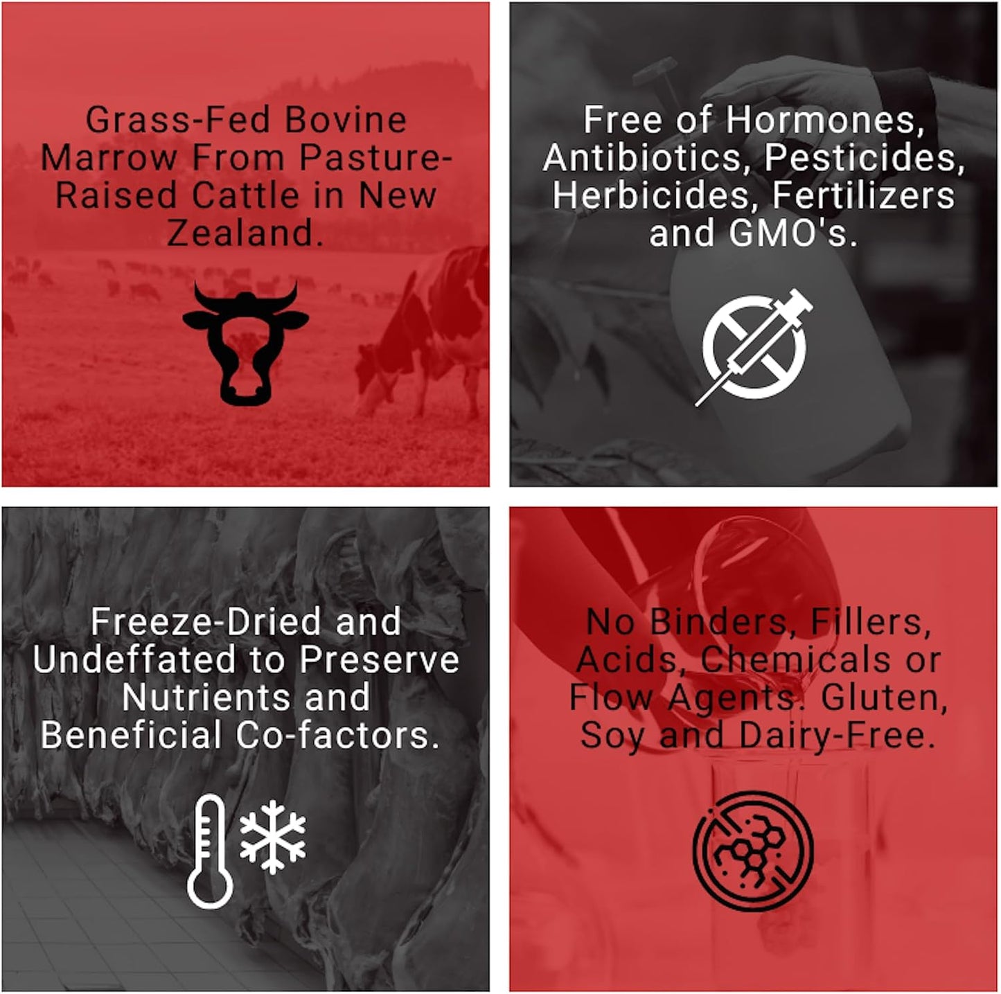 Beef Bone Marrow Supplement, Grass Fed Freeze-Dried Bone Marrow Capsules with Vitamin K2, Healthy Fats & Collagen, Whole Food Ancestral Organ Supplement, 90 Count