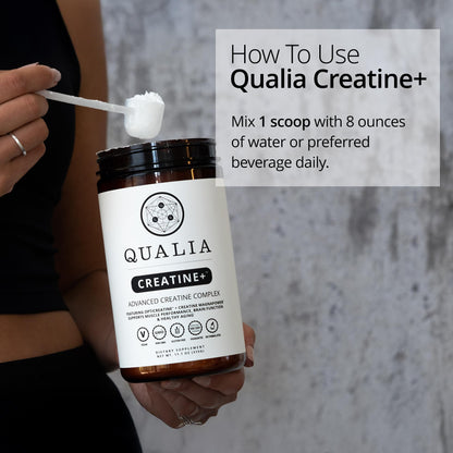 Qualia Creatine | Advanced Creatine Complex | 2 Sources + Magnesium | Optimized Absorption | Muscle Performance, Brain Function, & Healthy Aging (30 Servings)