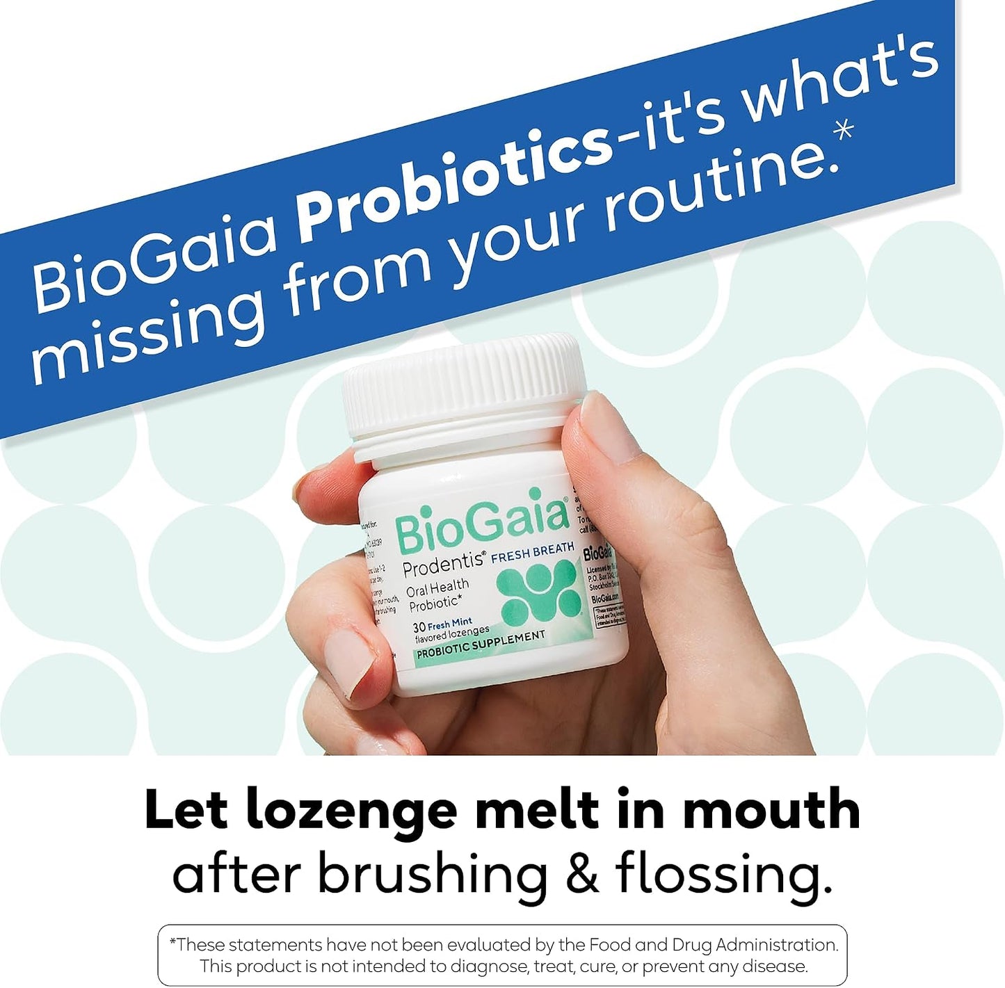 BioGaia Prodentis Fresh Breath Oral Probiotics for Bad Breath & Halitosis | + Zinc to Neutralize Odors | Promotes Healthy Gums & Teeth | 30 Dental Probiotic Lozenges | Dental Hygienist-Recommended