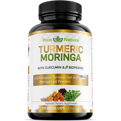 PIUS NATURE Turmeric Moringa - Organic Turmeric Curcumin Supplements and Organic 