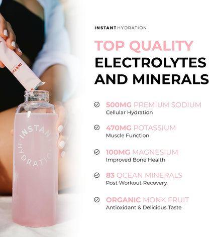 Instant Hydration Electrolytes Powder Packets - Watermelon Electrolyte Drink Mix - Zero Sugar - Keto, Vegan, Gluten-Free, Non-GMO - Boost Recovery, Brain Health, Muscle & Tissue Support- 30 Sticks