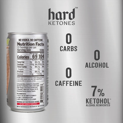 Hard Ketones Ginger Mule | 0.0% Alcohol Alternative with 7% Ketohol | 12 Pack, 8.4 Oz
