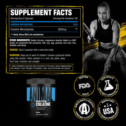 Animal Creatine Monoydrate Powder for Men & Women | Unflavored 300g