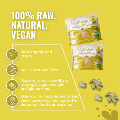 Go-Lacta 100% Organic Premium Moringa Capsules for Breastfeeding - Build Breast Milk