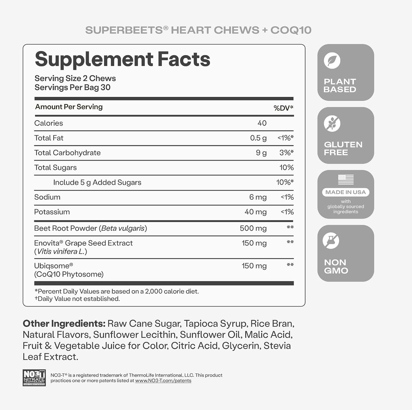 HumanN SuperBeets 3-in-1 Heart Chews - 3X Absorption CoQ10 - Plus Beetroot & Grape Seed Extract, Blood Pressure Support, Support Healthy Blood Flow, Circulation, 60 Count