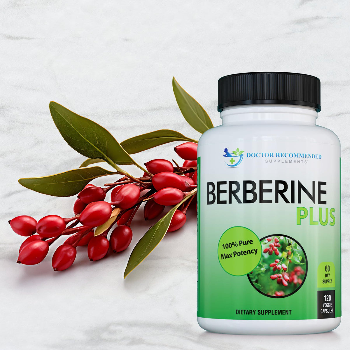 DOCTOR RECOMMENDED SUPPLEMENTS Berberine Plus 1200mg Per Serving - 120 Veggie Capsules with Royal Jelly