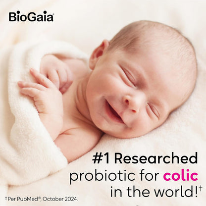 BioGaia Baby Probiotic Drops + Vitamin D | Colic & Gas Relief | 50 Servings | Pediatrician-recommended | Ease Crying, Fussing, Colic, Gas, Spit-ups & Occasional Constipation + Vit D | Safe for Newborns