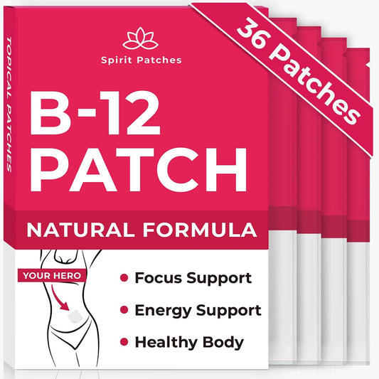 B12 Patches (Pack of 36) - 100% Natural Vitamin Patches for Women, Energy, Focus & Body Support, Self-Adhesive Transparent Patches - Enhanced Formula | Energy, Focus & Body Support, Self-Adhesive Transparent Patches, Enhanced Formula, (Pack of 36)