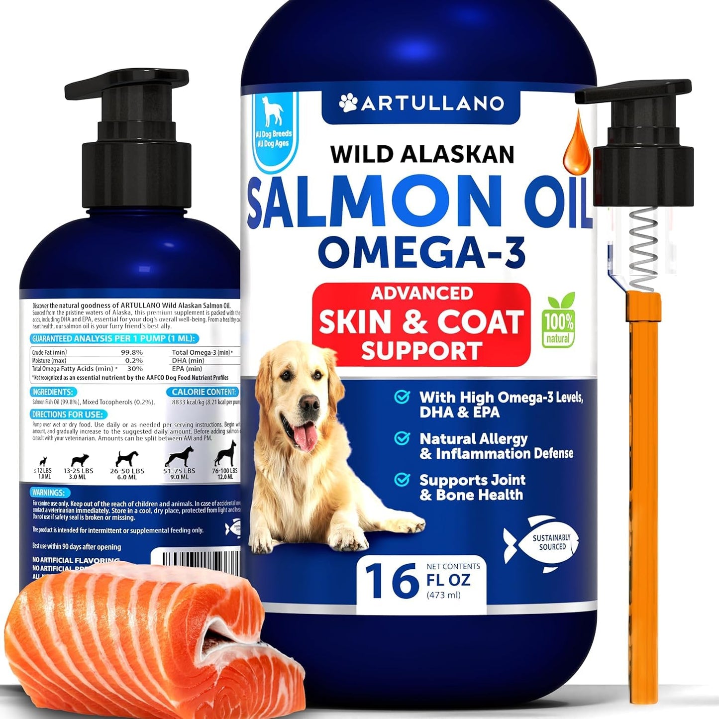 Omega 3 Fish Oil for Dogs - Dog Allergy Chews - Itch Relief & Skin and Coat Supplement with Salmon Oil - Hot Spots Treatment - Allergy & Anti Shedding Support - EPA & DHA Fatty Acids - 120 Treats