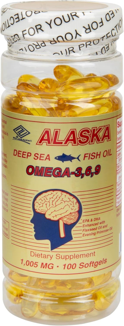 Nu Health Alaska Deep Sea Omega 3-6-9 Fish Oil, Heart Health, 1200mg