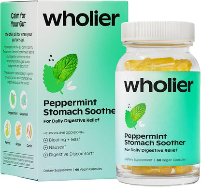 wholier Peppermint Stomach Soother, Ginger, Fennel & Spearmint, 60 Capsules