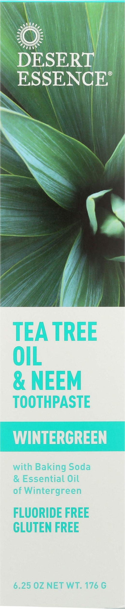 Desert Essence Tea Tree Oil Toothpaste - Mint - 6.25 Ounce - Refreshing Taste - Deep Cleans Teeth & Gums - Helps Fight Plaque - Sea Salt - Pure Essential Oil - Baking Soda - Promotes Healthy Mouth