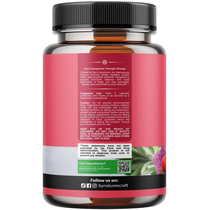 Natures Craft Complete Herbal Menopause Supplement for Women - Female Hormone Balance Capsules for Night Sweats Hot Flashes & Mood Swings with Dong Quai, Chaste Berry & Black Cohosh Root - 60 Count