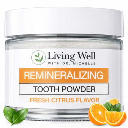 Living Well Dr. Michelle Remineralizing & Whitening Tooth Powder, Cool Mint