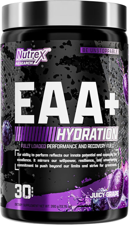 Nutrex Research EAA Hydration | EAAs + BCAA Powder | Muscle Recovery, Strength, Muscle Building, Endurance | 8G Essential Amino Acids + Electrolytes | Strawberry Watermelon 30 Serving