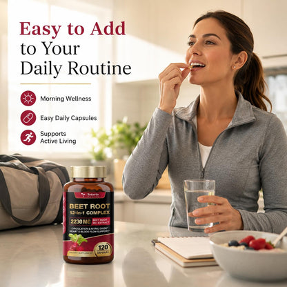 Totaria Beetroot Capsules 2230mg Support Blood Pressure & Heart Health, Nitric Oxide Supplement with Grape Seed, Hawthorn, Garlic & CoQ10, Blood Flow Beet Root Powder | 120 Count