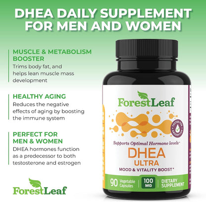 DHEA 100mg | DHEA Supplement for Women | DHEA Supplement for Men | Pure High Strength Micronized Dehydroepiandrosterone | Supports Energy, Hormone Balance, Anti-Aging, Mood | 90 Caps (3-Month Supply)