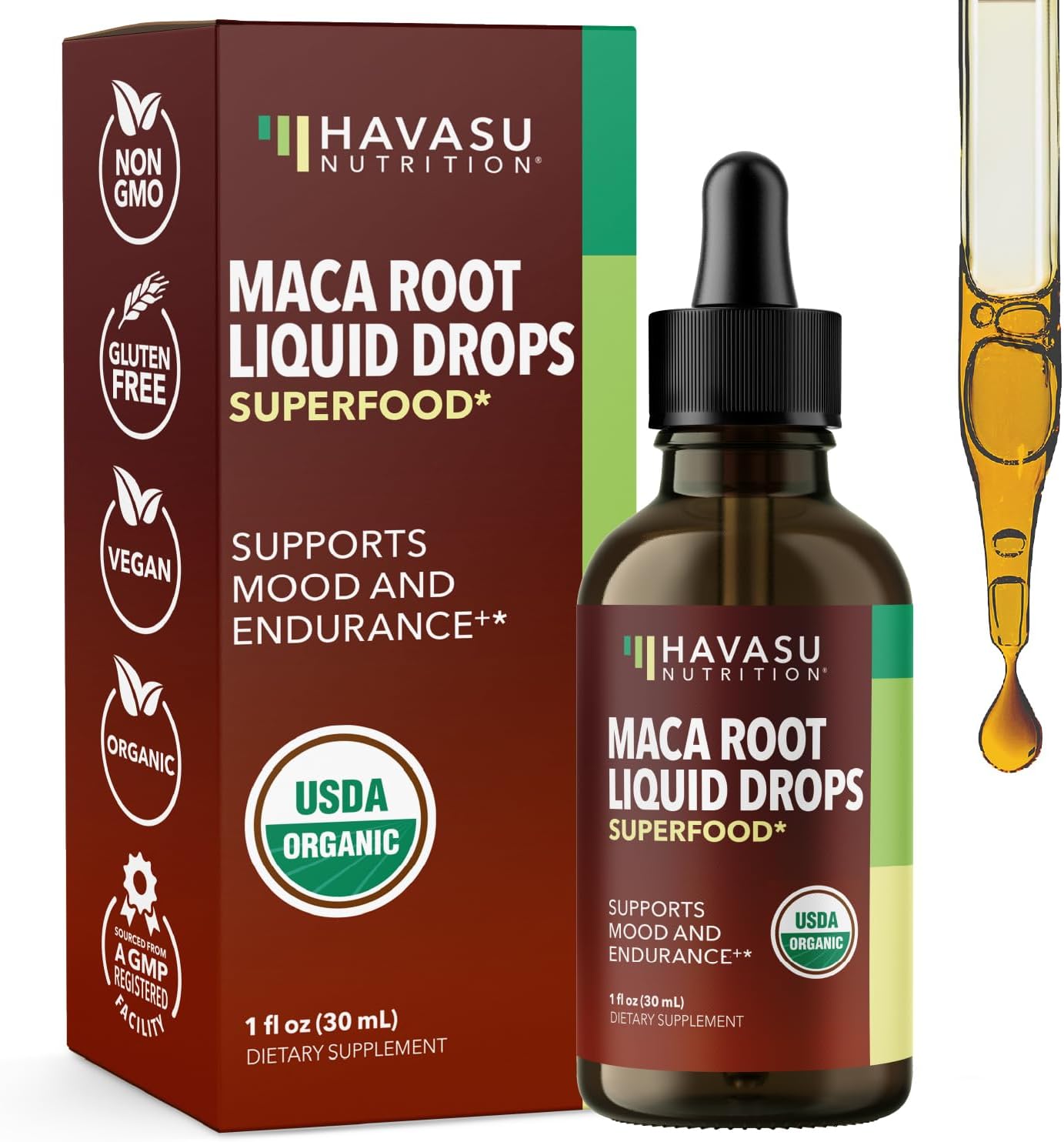 Organic Maca Root Liquid, Unflavored, 1fl oz, Supports Hormone Balance | Organic Maca Root Liquid Drops, Mood, Energy in Women & Men, Lepidium Meyenii to Support Performance & Vitality, Non-GMO