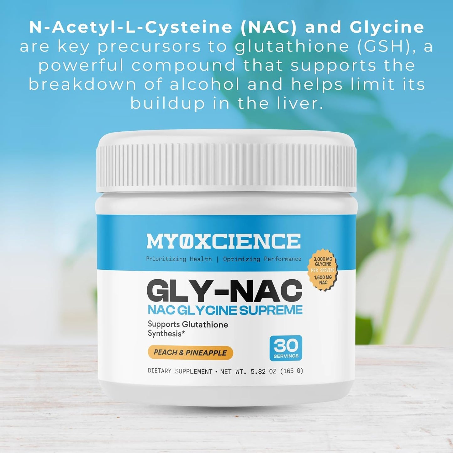 MYOXCIENCE NAC Glycine Supreme | N-Acetyl-L-Cysteine, Glycine, and Taurine Combination (Natural Peach and Pineapple Flavor) (30 Servings)